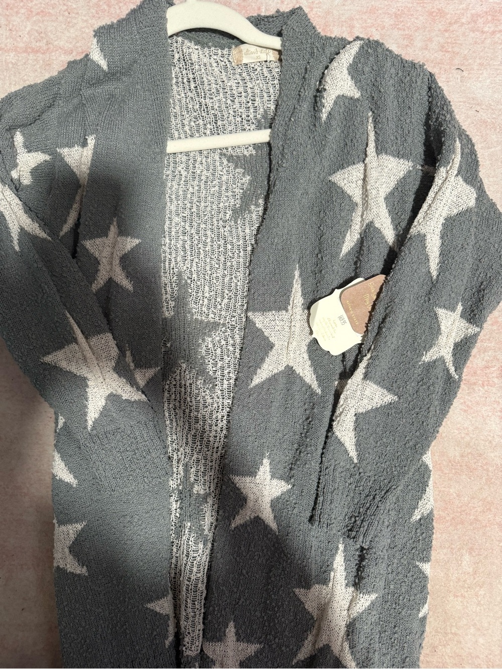 Altar’d State Gray and White Star Knit Cardigan